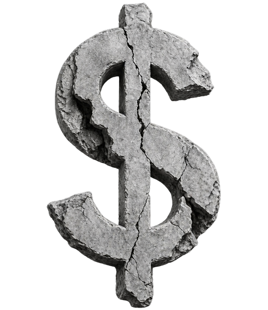 Stone dollar sign for pricing
